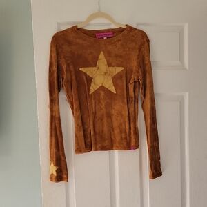 Hannah Banana Brown Star Long Sleeve Shirt